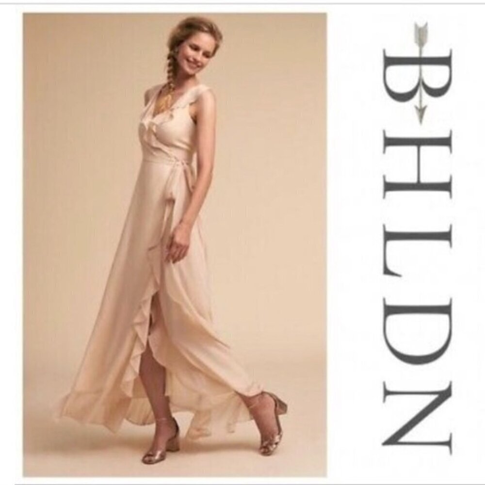 NWT BHLDN Donna Morgan Jilliard Maxi Dress Sz 8 Wrap Oyster